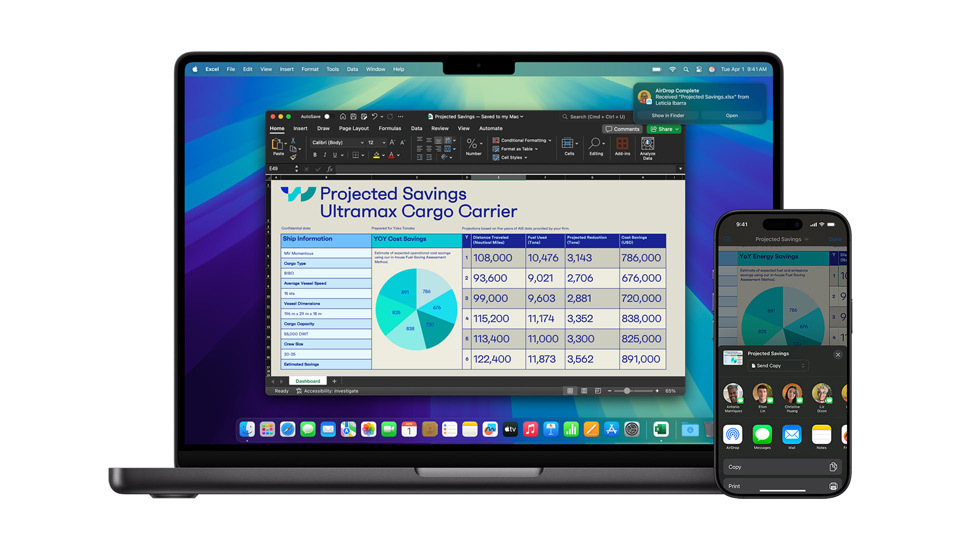Ein Mac und ein iPhone zeigen eine Keynote Präsentation.