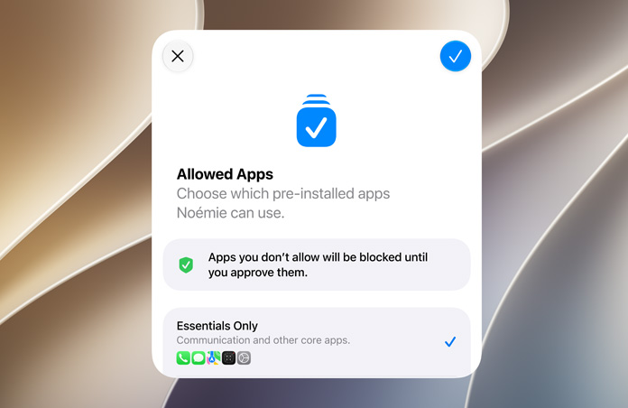 Setup Assistant screen displaying a parent or guardian's ability to review and approve apps for a Child Account.