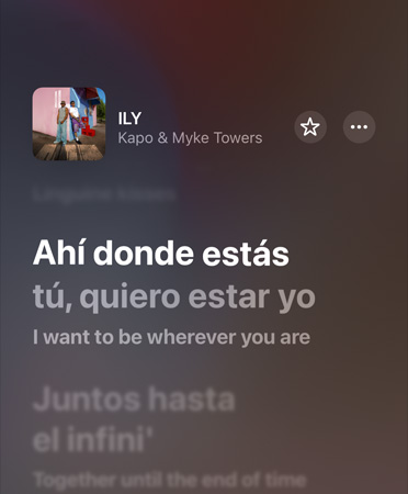 Traduzione del testo di ILY di Kapo & Myke Towers, dallo spagnolo all’inglese, in riproduzione su Apple Music